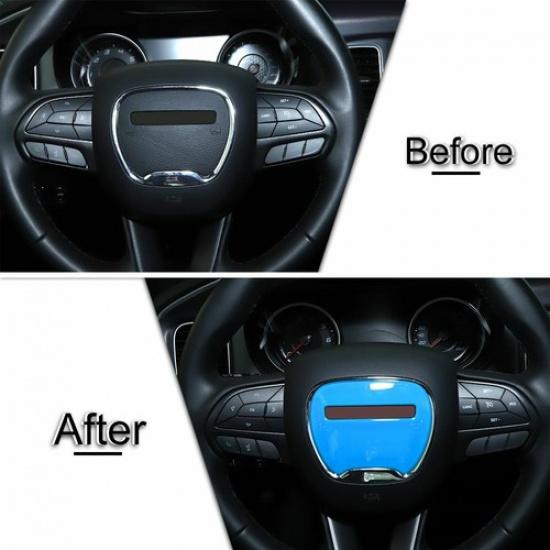 Car Steering Wheel Center Cover Trim For Dodge Charger & Challenger 2015+ Blue