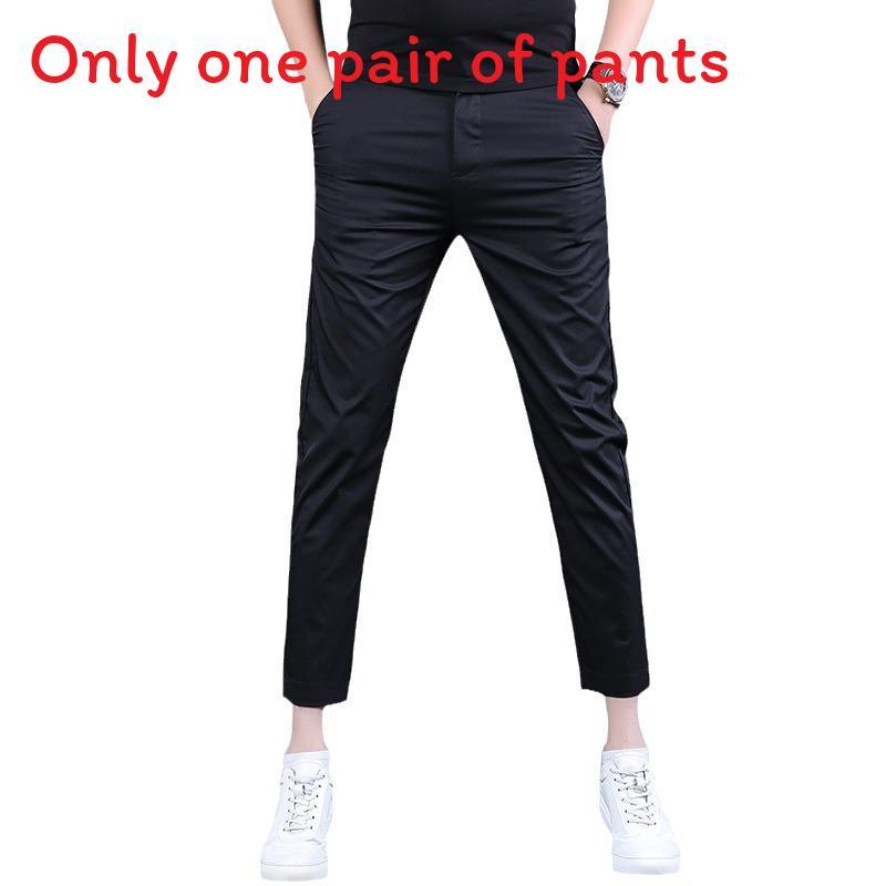 Young Men Summer Slim Fit Business Casual Pants With Stretch Cotton For Daily Wear