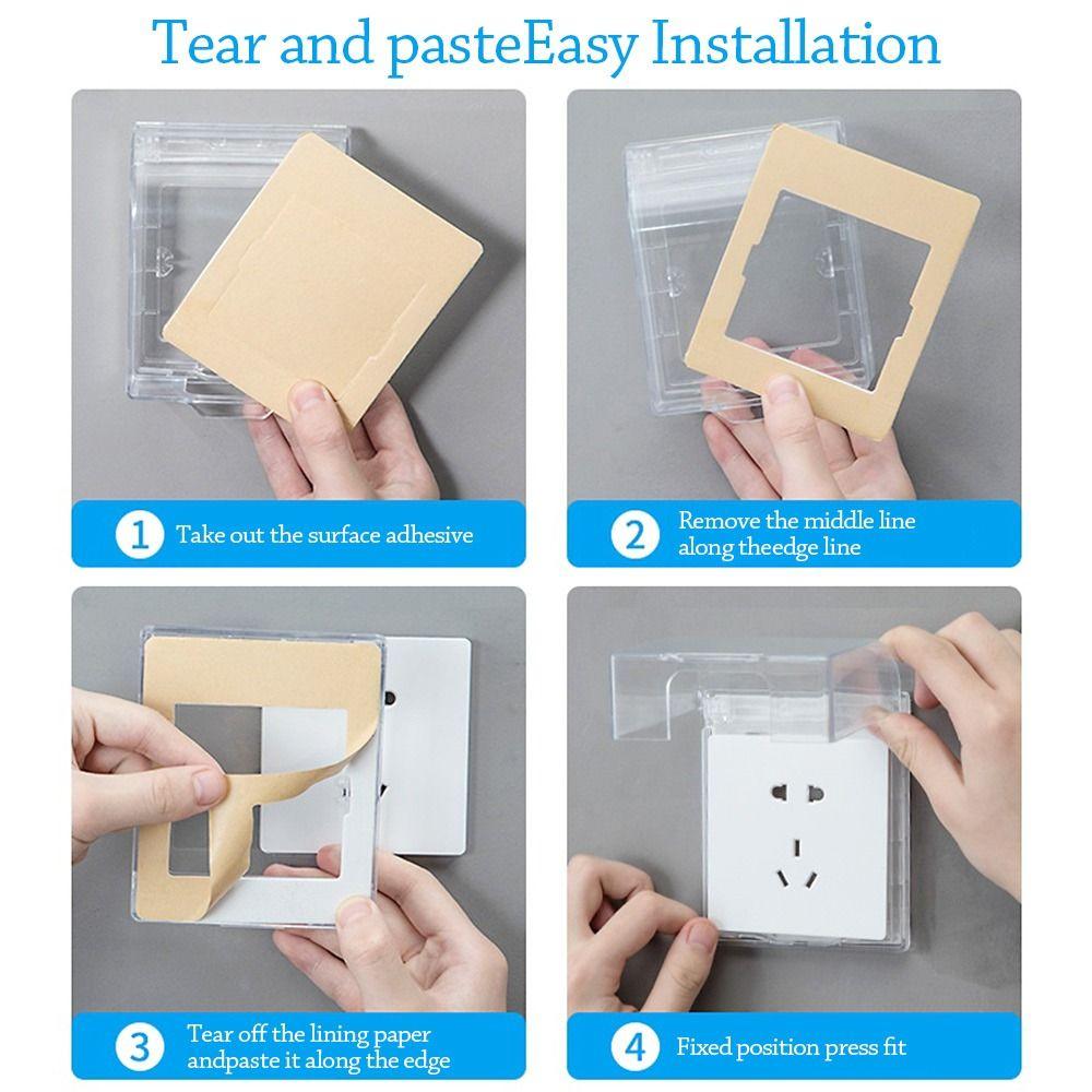Self-Adhesive Enlarged Socket Waterproof Box Plastic Protection Socket Electric Plug Cover  Wall