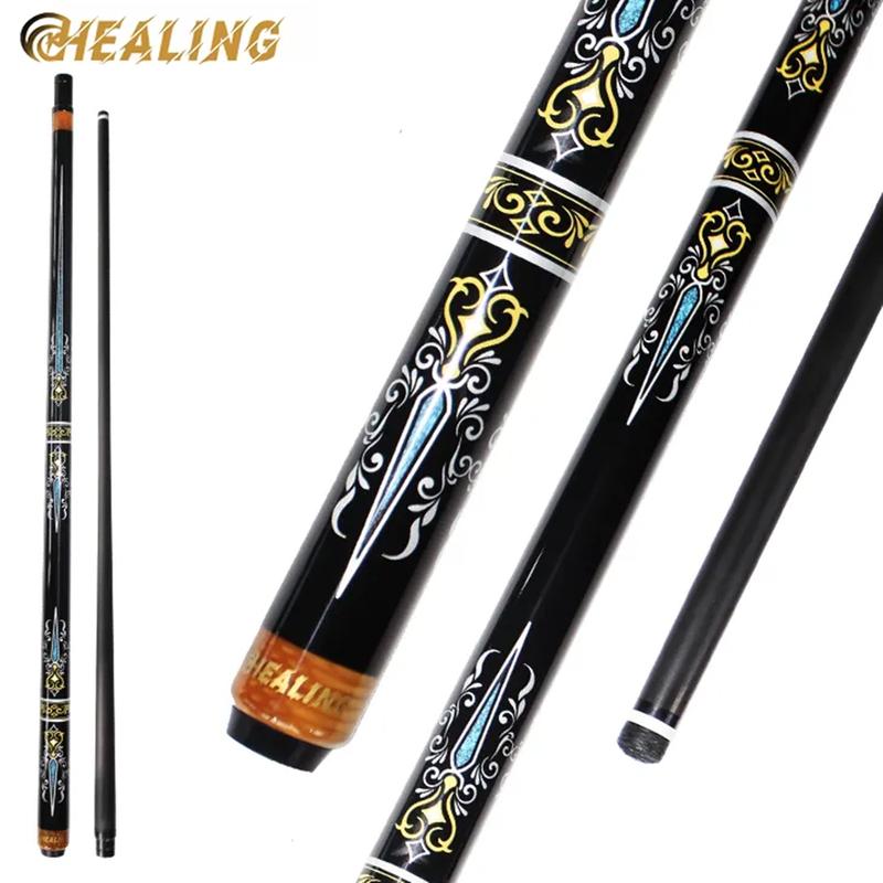 Healing CUE- Kohlefaser Billard Queue Schwarze Technologie Geringe Ablenkung Billard, 12,4mm, 147cm, 19-20OZ Billard Queue Stick