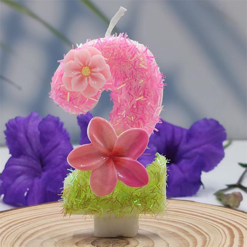 Creative Design Birthday Cake Frangipani Digital Candle Independent Packaging Party Decoration Handmade DIY Candle