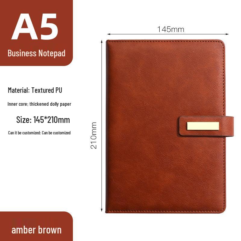 A5 Custom Logo Business Notebook | Soft Leather, Thickened, Buckle Diary with Gift Box