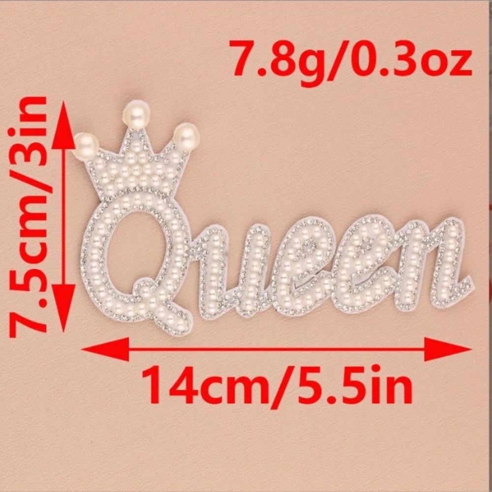 Non-woven Letter Patches Resin Rhinestone Accents Alphabet Appliques Pearl Embellished Adhesive Backing Tape Bag Decoration