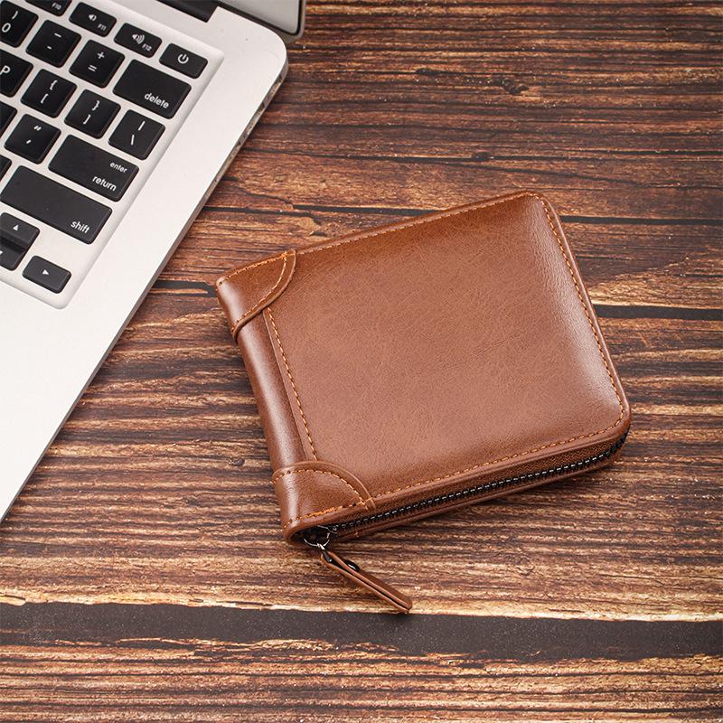 

Men s Solid Color Zipper Wallet with Multi-Card Slots and Coin Purse кавовий