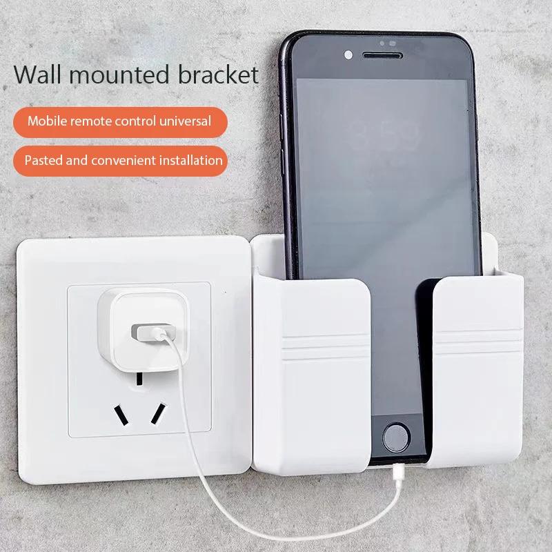 3ks držák na telefon na zeď Bílá děrovačka Zdarma nabíjecí stojánek pro mobilní telefony na zeď Líná lepící krabička na dálkové ovládání