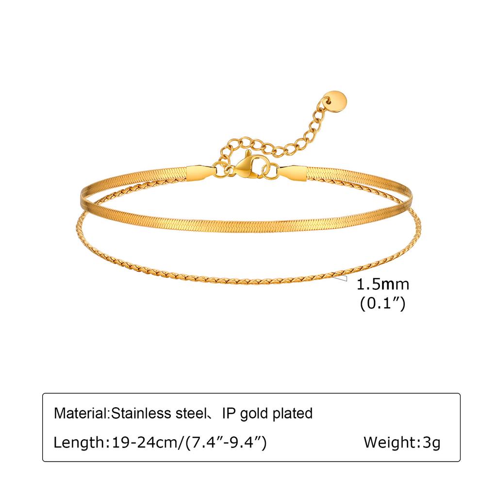Vnox Snake Chain Anklets for Women, Layering Adjustable Stainless Steel Neck Wrist Ankle Link Chain,Bracelet on Leg Jewelry