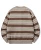 TRILLION Washable Hairy Striped Button Cardigan Knit_Beige