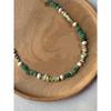 European and American Retro Natural Stone Green Gravel Necklace Freshwater Pearl Temperament Personalized Design Sense Collarbone Chain
