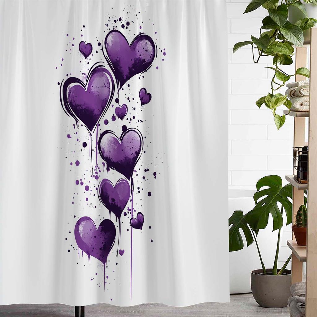 Open One Romantic Valentine'S Day Love Print Shower Curtain, Window Curtain With 12 Hooks Curtain For Windows