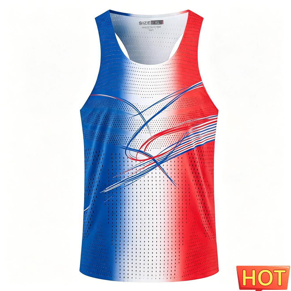 Marathon Sports Men Women's Vest Men's T-shirts Tank Tops Stripe Gradient Men's Running Vest Breathable Men's Sleeveless T-shirt