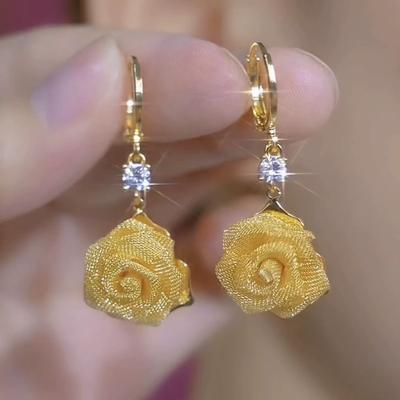 Niche Fashion Versatile Temperament Rose Earrings, French Unique Flower Earrings, Earrings