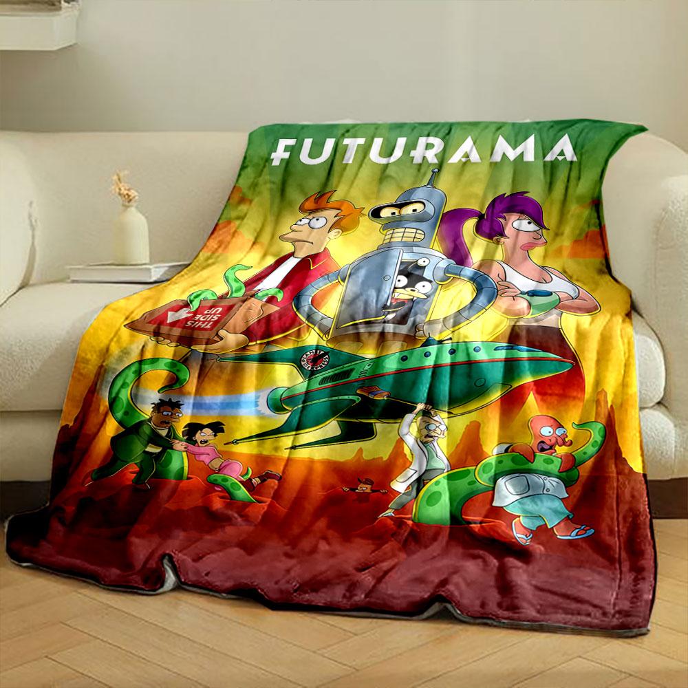 A Colorful Sci-fi Scene Featuring Characters, a Spaceship, and Tentacles. for All Seasons Blanket Lunch Break Throw Gift