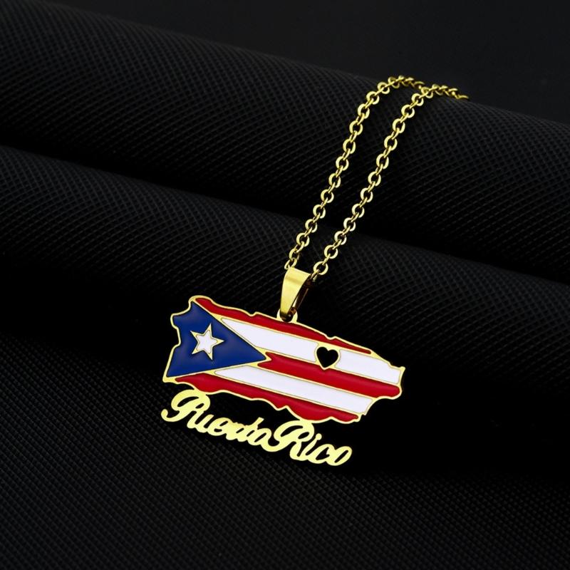 Versatile Puerto Rico Flag Pendant Necklace Puerto Rico Culture Necklace Fashion Jewelry Suitable for Various Occasion