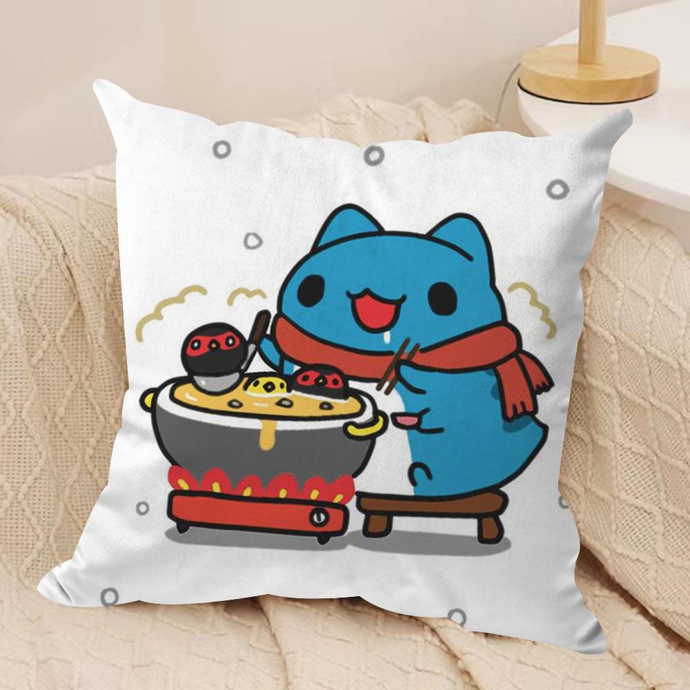 B-Bugcat C-Capoo Cushion Cover Soft Plush Fabric Double-Sided Printed Sofa Cushion Cover for All Seasons Home Decor Gift