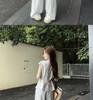 Summer Casual Waist-Cinching Two-Piece Set: Fashionable 2025 Shirt with Floor-Length Wide-Leg Pants