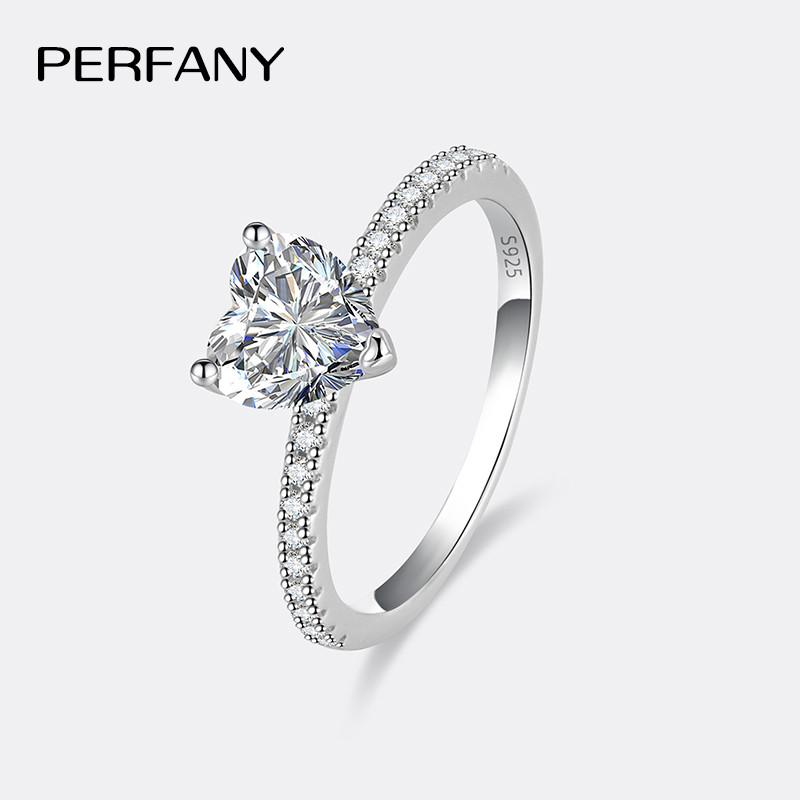 

PERFANY 1/2CT Heart Cut Moissanite Ring for Women S925 Pure Silver Shiny Laboratory Diamond Engagement Luxury Jewelry 5*Metal Color: 1CT-6.5mm