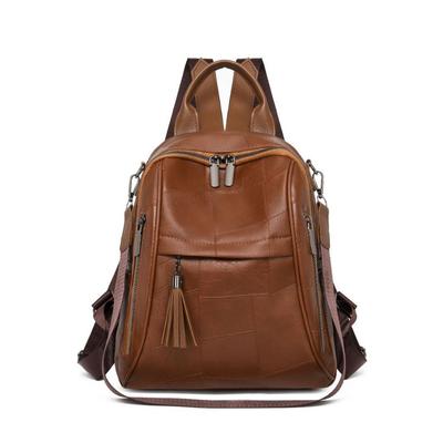 Modischer PU-Rucksack, Einseitiger Crossbody-Rucksack, Große Kapazität im Splicing-Stil, Ausgehen zum Pendeln Quasten Damenrucksack