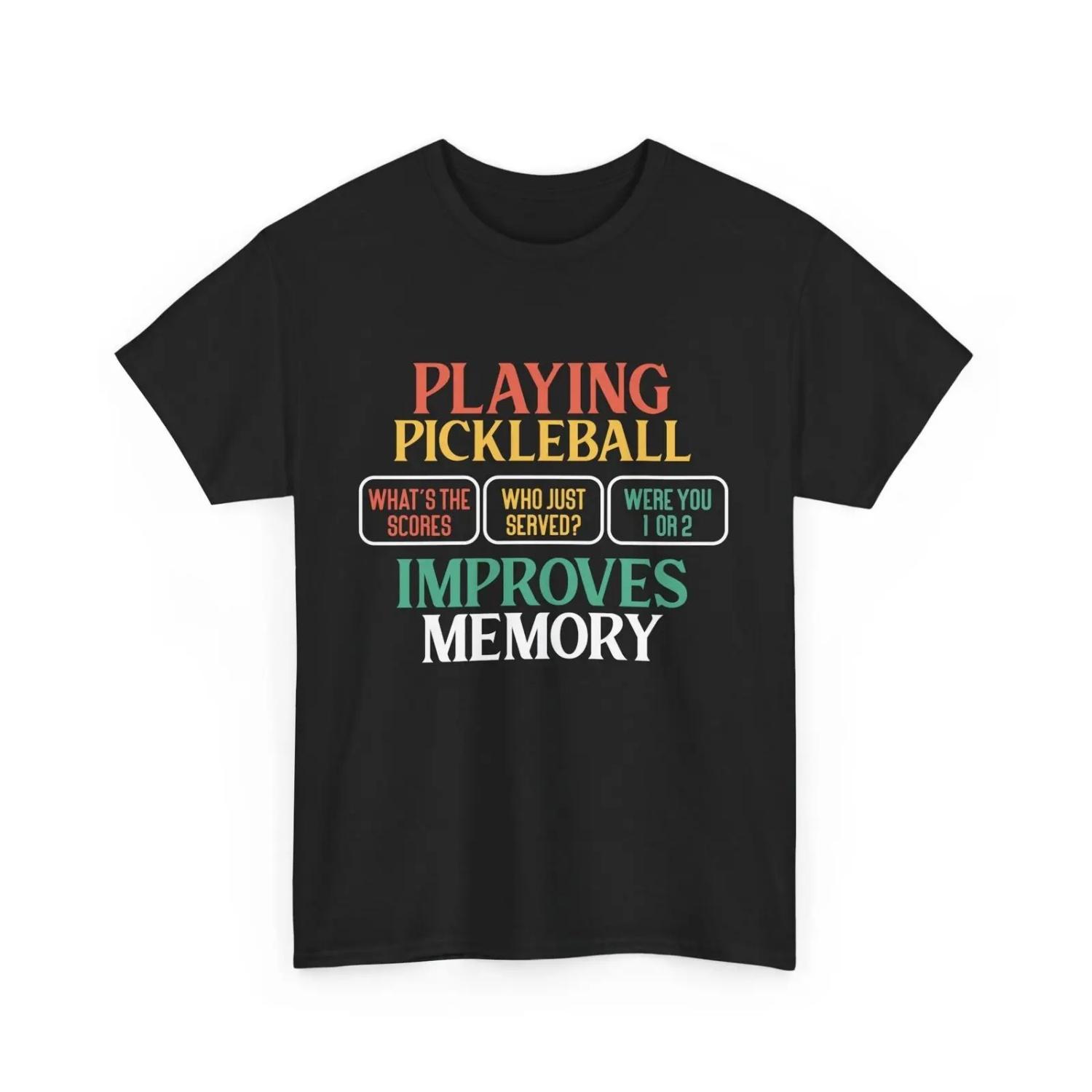 Pickleball T Shirt Playing Improves Memory Player S чёрный