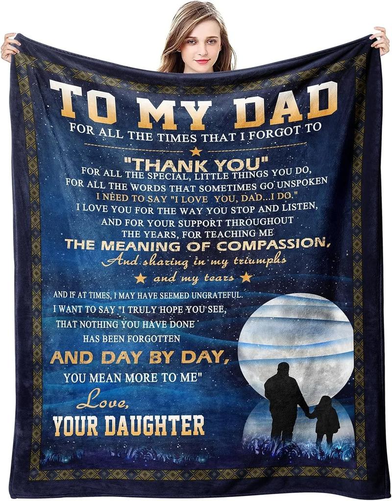 1PC Gift To Dad Thin Blankets for Father's Day Anniversary Birthday Mother's Day for Mom Wife Uncle Grandma Abuela Soft Throw
