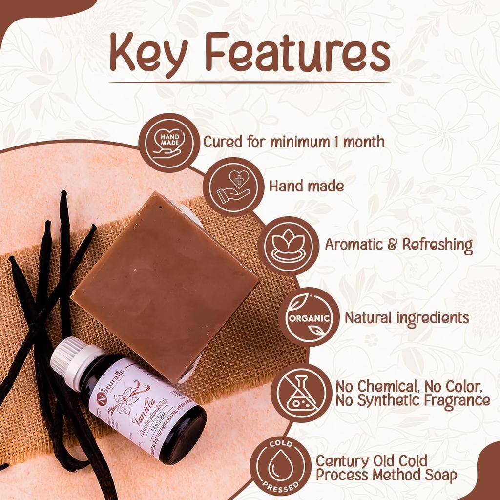Hand Made Solid Premium Vanilla Soap, Luxury Vanilla Soap Bar, Cold Process Natural Organic Soap (100 Grams)