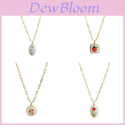 Small Fresh Plant Pendant Necklace With Geometric Copper Design For Women And Men