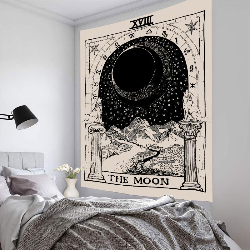 Retro Mandala Sonne Mond Astrologie Muster Tapisserie Hause Wohnzimmer Schlafsaal Schlafzimmer Wand Dekor Hintergrund Tuch Tapisserie