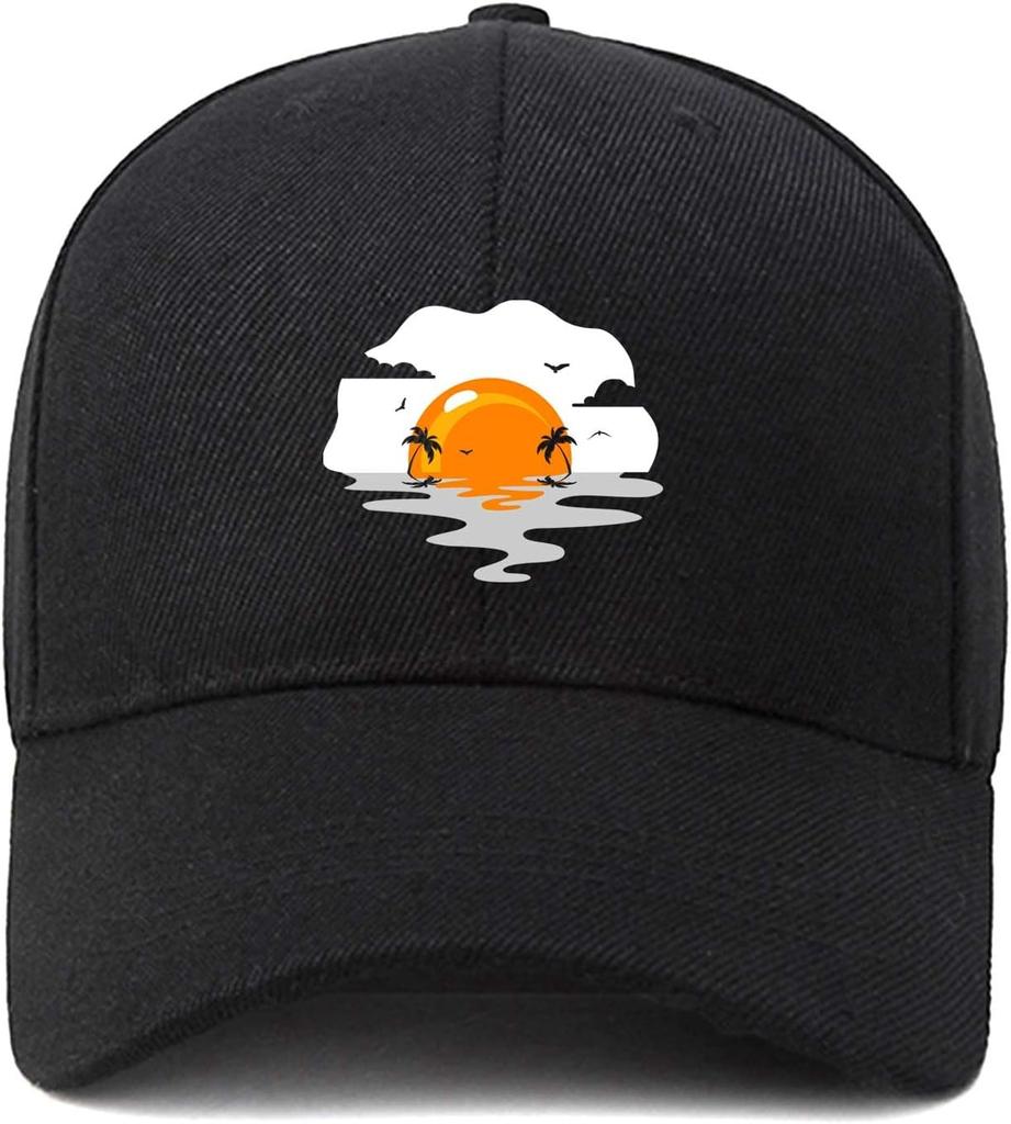 Fried Egg Sunrise Beach Scene Baseball Cap Polyester Adjustable Casual Outdoor Dad Hat