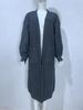 Solid Color Women's Knitted Mid-length Cardigan with Pockets