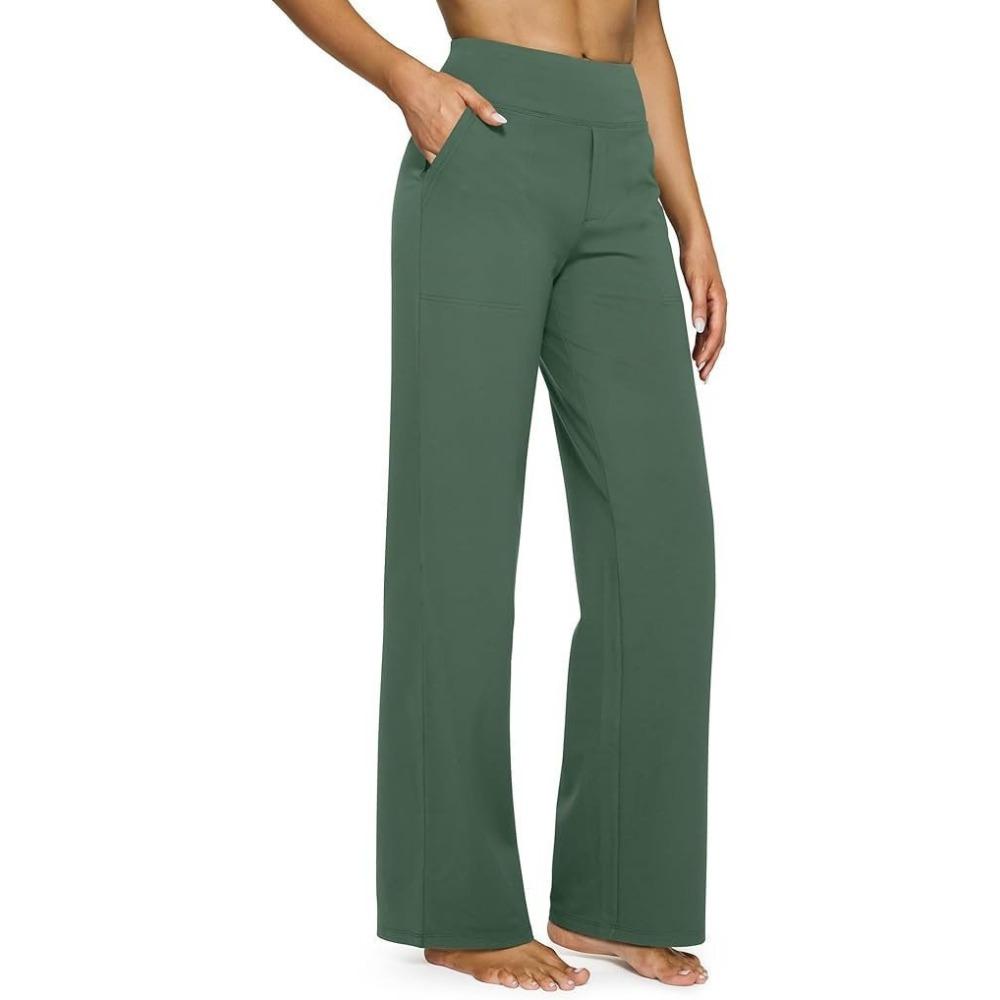 Pantaloni Casual a Vita Alta Gamba Dritta Tasche Ampie Pantaloni Yoga Donna Vestibilità Rilassata Pantaloni Sportivi