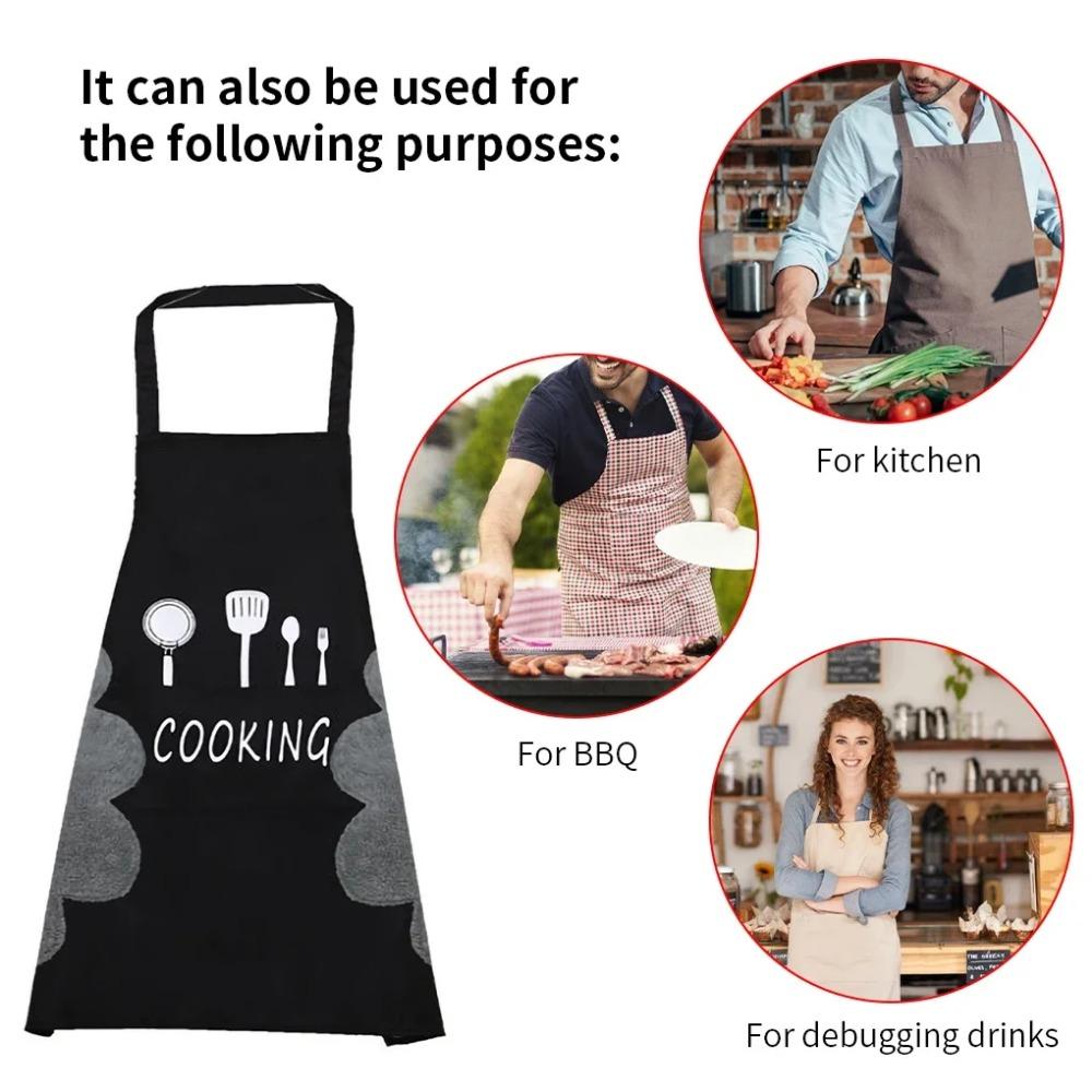 Cooking Apron Waterproof Adult Oil Proof Apron Kitchen Pinafore Restaurant Aprons Woman Can Wipe Hands Apron Fork Print Pattern