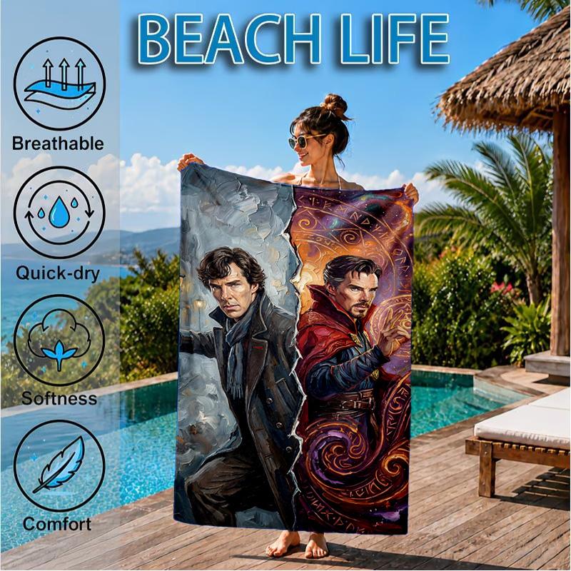 Sherlock Victorian Mystery Beach Towel, Microfiber Beach Towel, Perfect For Pool, Beach, Travel, Home Decor Beach Party Fan Gifts
