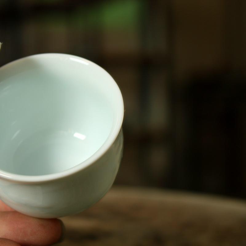 Exquisite Handmade Shadow Celadon Glaze Porcelain Teacup (Master's Cup)  Named Cup with Crackled Glaze Kung Fu Tea Set