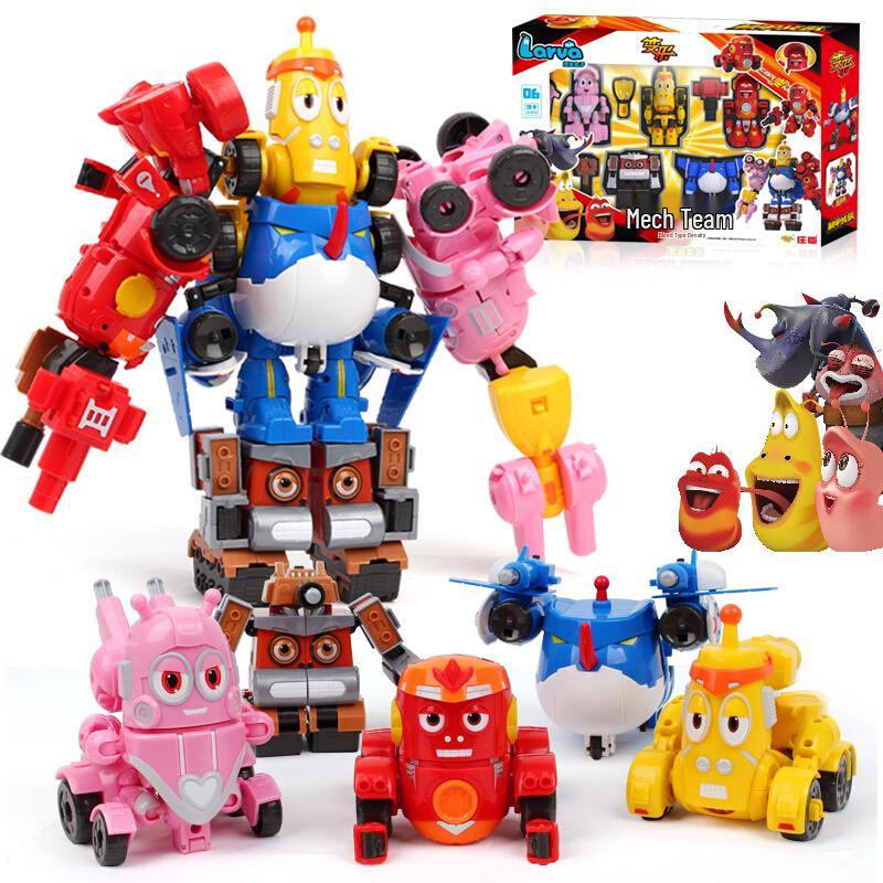 Laughing Larva Toys: Mecha Team Transforming Car-Robot Set for Boys
