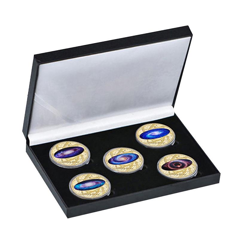 Five Commemorative Coins of the Milky Way Galaxy, Gold-plated and Silver Plated Commemorative Medals, Collecting Commemorative Gifts for Enthusiasts