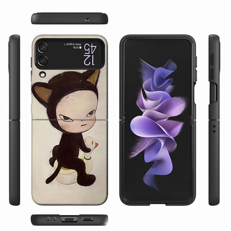 Cute Nara Yoshitomo Art Phone Case For Samsung Z Flip 6 7 5G Z Flip 5 Galaxy Z Flip 3 4 5G ZFlip Shockproof Hard Cover TPU PC Co