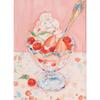Pastel Strawberry Basket Watercolor Poster Cake Desserts Canvas Painting Trendy Wall Art Girly Kitchen Room Home Decor Mural