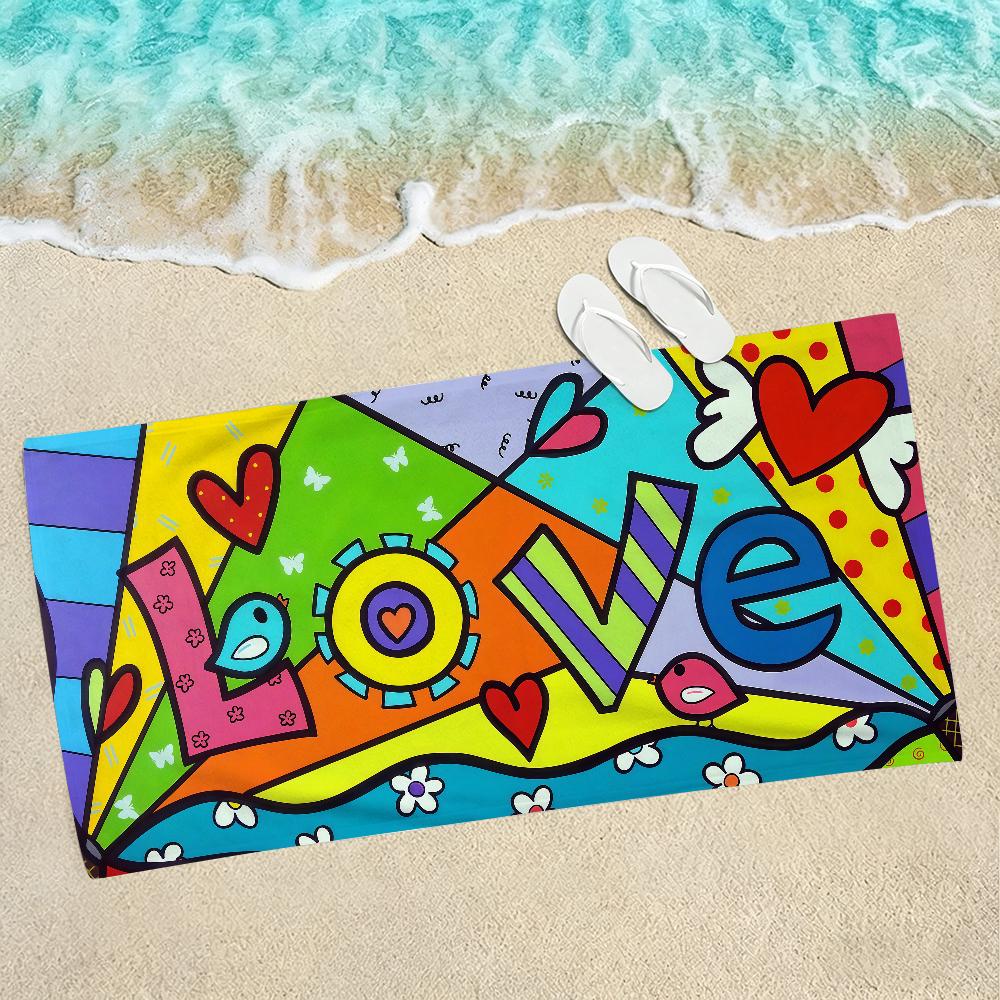 R-romero B-Britto Art Towel For Beaches Yoga Studios Gyms Hot Springs Swimming Pools And Picnics