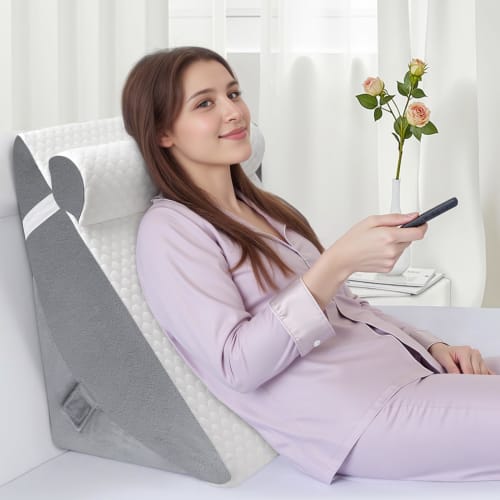 INFANZIA Triangular Cushion, Set of 3, Adjustable Height, Inclined Pillow, Leg Pillow, Side Sleeper, Foldable Lumbar Pillow, Large, High-Resilience We