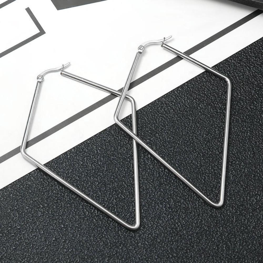 Minimalist Geometric Circular Large Hoop Earrings for Women Exaggerated Personality Stainless Steel Fashion Items Jewelry Gifts