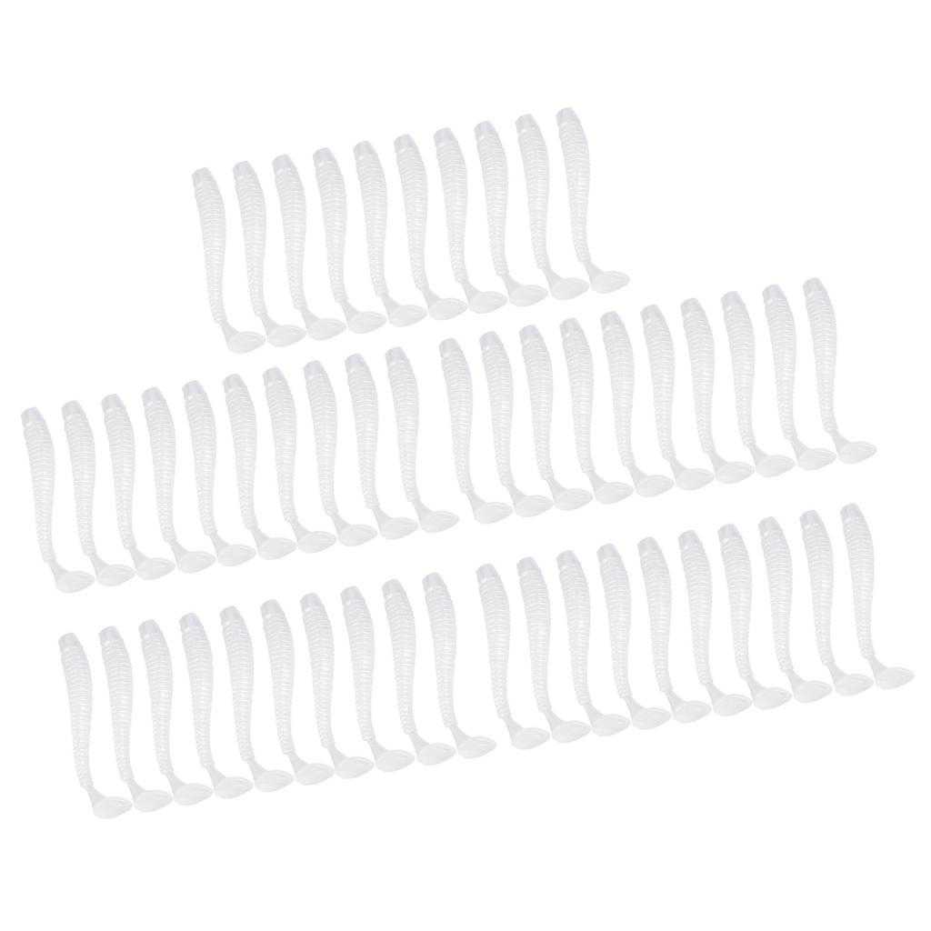 50PCS 5cm Soft Plastic Fishing Lures T Tail Grub Worm Baits Fish Tackle Accessory