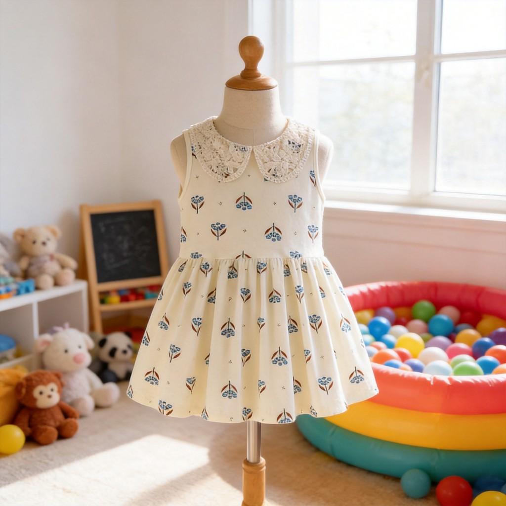 Girl Dress With Soft Cotton Fabric And Cartoon Design For Summer Play