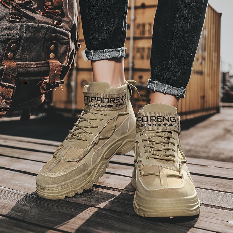 Men's Thick Soled Fashion Trend Outdoor High Top Workwear Boots Sports Shoes Casual Shoes Dad Shoes