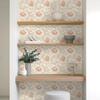 VEELIKE Wallpaper Floral Removable Damask Leaf Heat Sticker Cutting Wall Removable Fusuma Vintage Sticker, Pattern, Wallpaper, Beige, Style, Pattern,