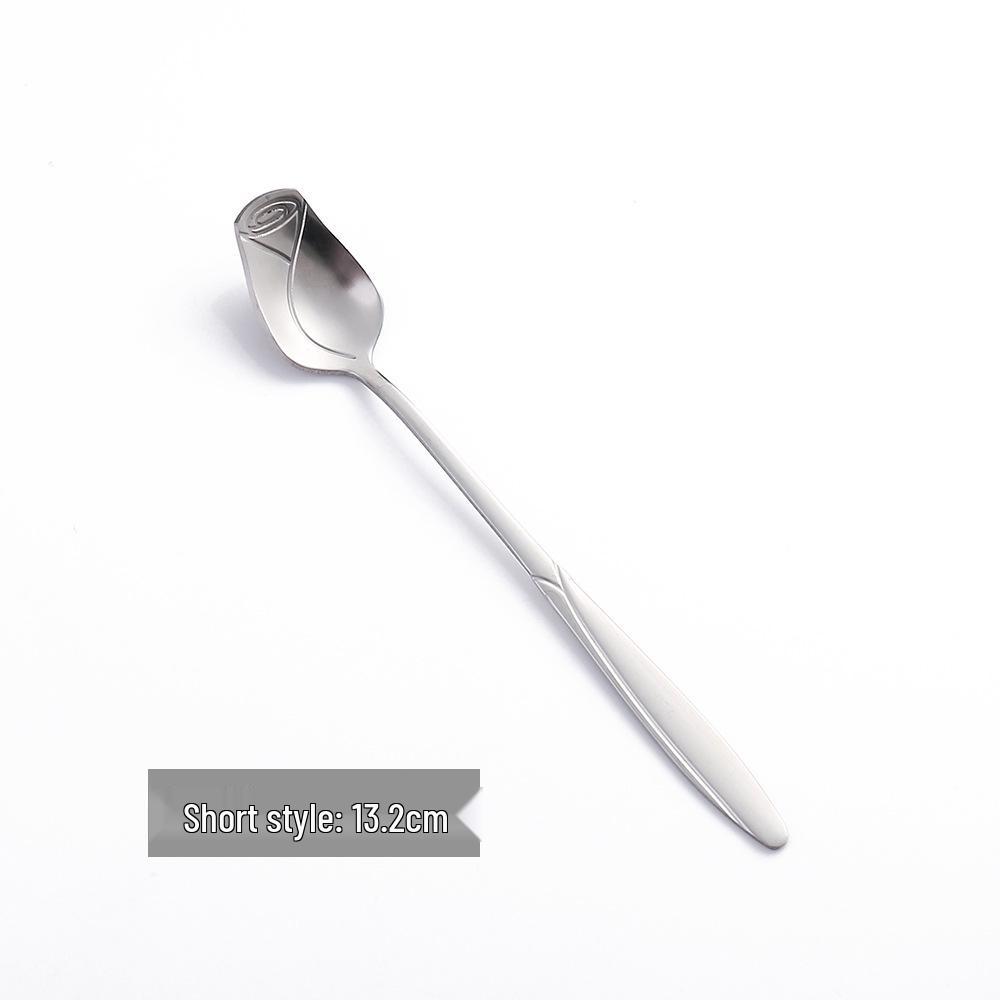 Stainless Steel Rose Dessert & Coffee Stirring Spoon - Elegant Mug Companion Gift