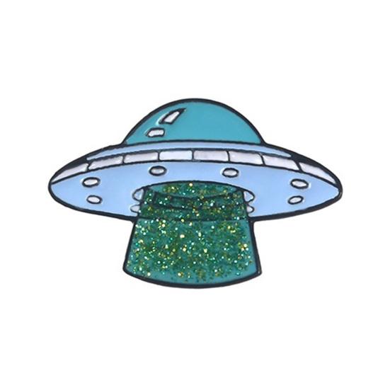 English Letter Finally UFO Badge Alloy Brooch Pin Clothes Jewelry Decor