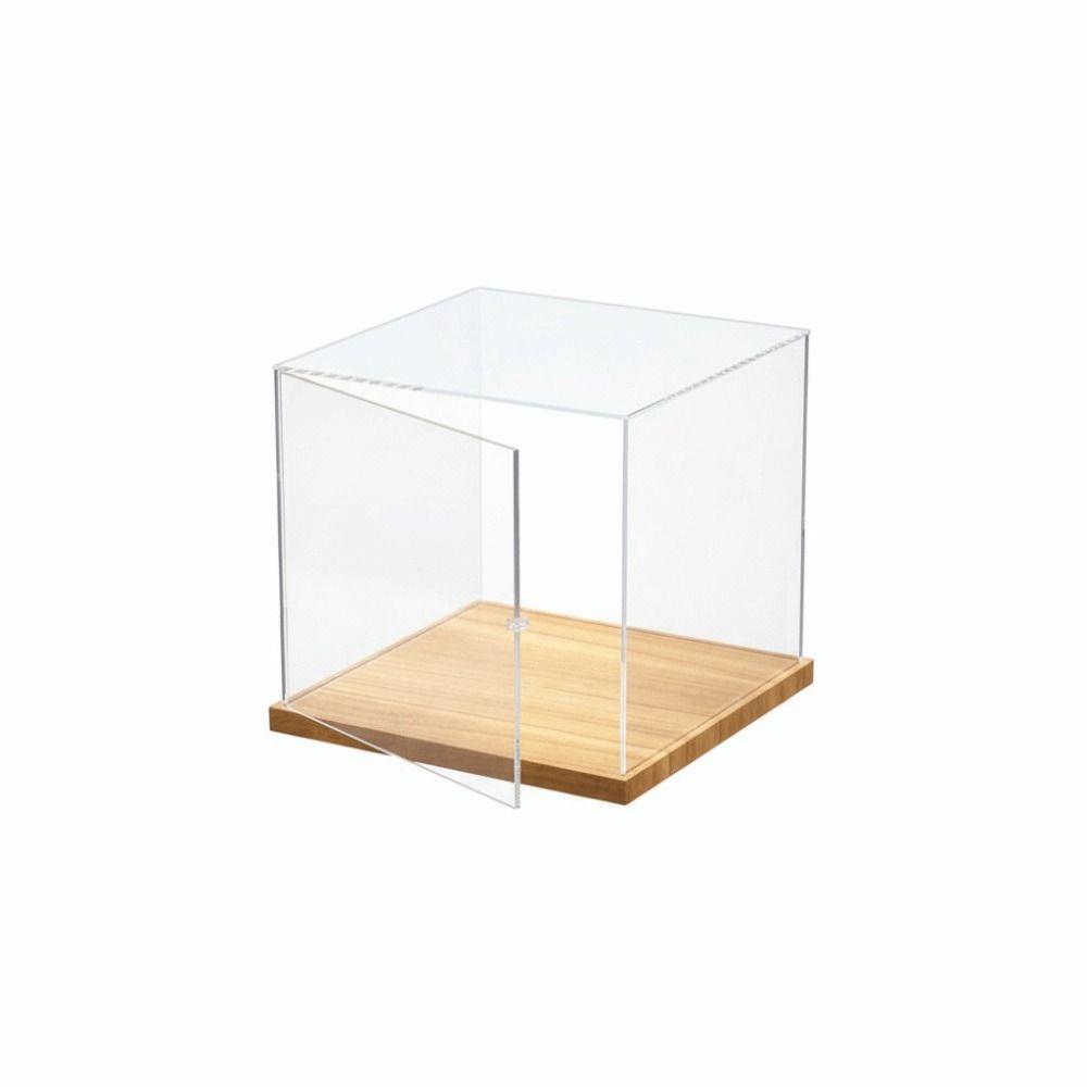 Transparent Acrylic Acrylic Display Case No-glue Assembly Wooden Bottom Dustproof Cover Stackable Design Model Display Case