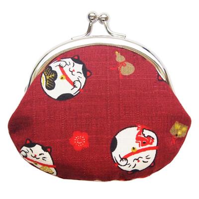 Made In Clasp Purse Coin Cat X Cm Coin Fukumaru Japanese Goods Kyosuke, Japan, Case, Design, 9.5 8.5 (2.6 Inches), Wallet, Purse, Enkiya, Cat, Red,