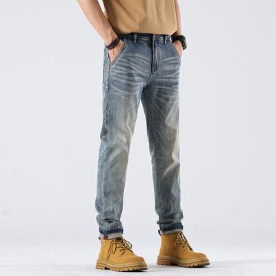 New Simple and Versatile Big Cow Slim Fit Small Straight Jeans