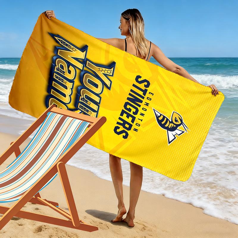 Name Custom Edmonton Stingers Print Beach Towel, Large Soft Quick Dry Towel for Beach Camping Swimming