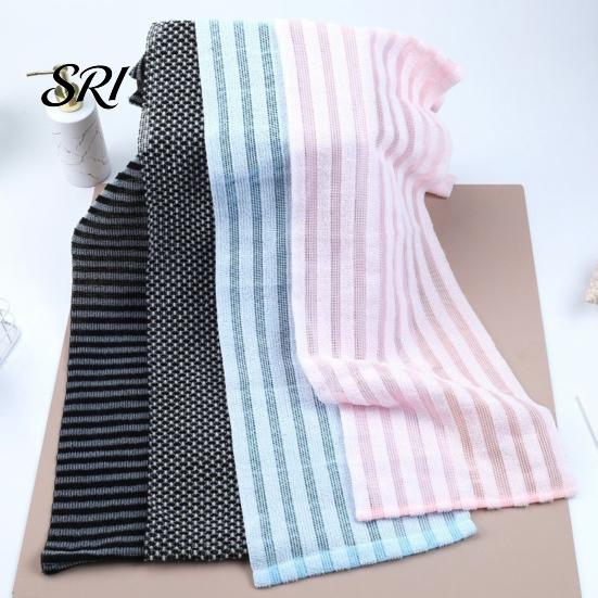 Rectangular Bath Towel Vertical Stripes Pattern Gentle Exfoliating Texture Woven Shower Shape Bathroom Textured